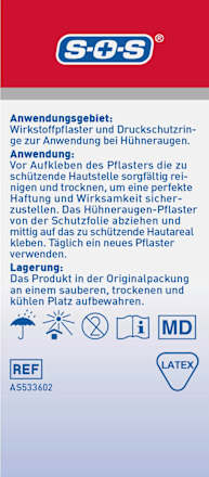 Hühneraugen Kombi Set, Wirkstoffpflaster & Druckschutzringe SOS