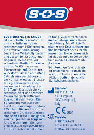 Hühneraugen Kombi Set, Wirkstoffpflaster & Druckschutzringe SOS