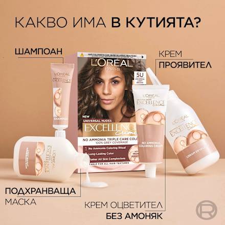 Боя за коса без амоняк Nudes, Nr.5U Universal Light Brown L'ORÉAL PARiS EXCELLENCE Creme