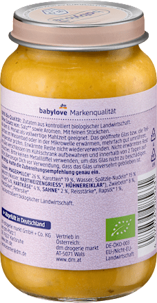 Menü Käsespätzle mit Gemüse ab dem 8.Monat babylove