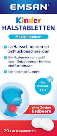Halstabletten für Kinder Erdbeergeschmack Emsan