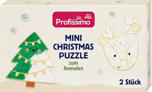 Zauberhaftes Mini-Christmas-Puzzle mit zwei verschiedenen Motiven zum Anmalen Profissimo