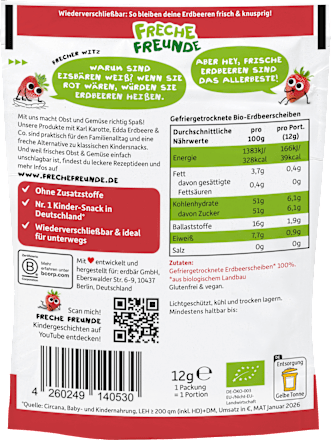 Kindersnack Fruchtchips Erdbeere, ab 3 Jahre Freche Freunde