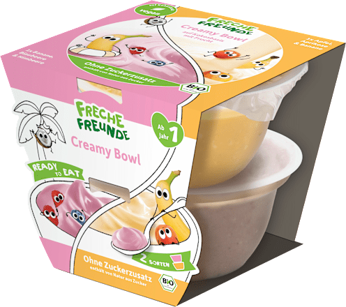 Frucht Creamy Bowl Banane, Himbeere, Apfel ab 1 Jahr (2x120 g) Freche Freunde