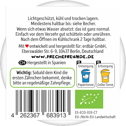 Frucht Creamy Bowl Banane, Himbeere, Apfel ab 1 Jahr (2x120 g) Freche Freunde