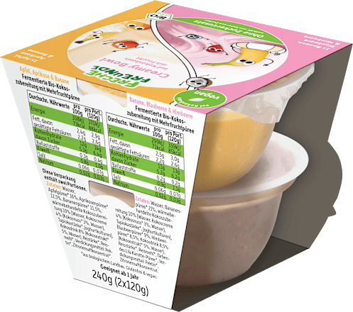 Frucht Creamy Bowl Banane, Himbeere, Apfel ab 1 Jahr (2x120 g) Freche Freunde