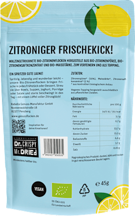 Trockenfrüchte, Zitronenflocken Dr.CRISPY and Mr.DRIED