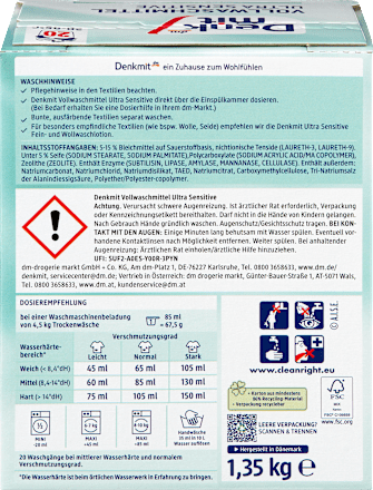 Vollwaschmittel Pulver Ultra Sensitive Denkmit