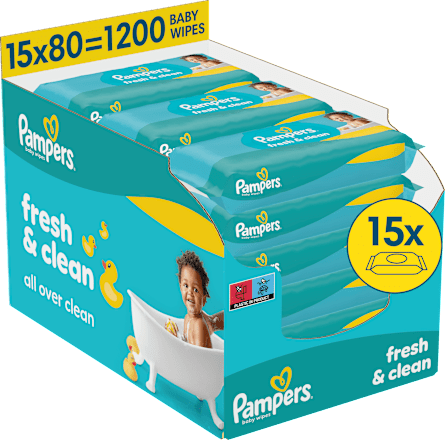 Vlažni robčki XXL pakiranje, 15 x 80 Pampers