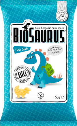Kindersnack gebackener Bio-Mais Sea Salt BioSaurus