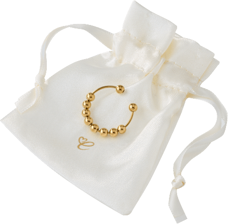 Anxiety-Ring mit Perlen wasserfest, Gold-Optik ebelin