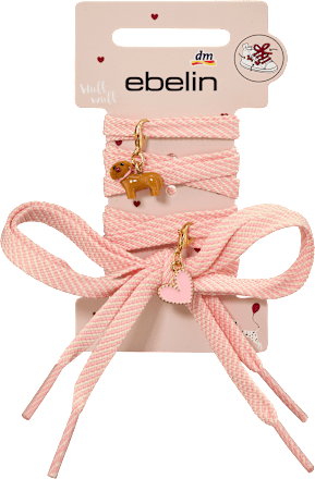 Schnürsenkel mit Charms, Dackel & Herz, rosa ebelin