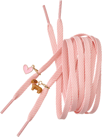 Schnürsenkel mit Charms, Dackel & Herz, rosa ebelin