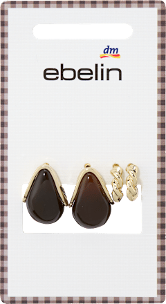 Ohrstecker Tropfenform braun & Creolen, Gold-Optik ebelin