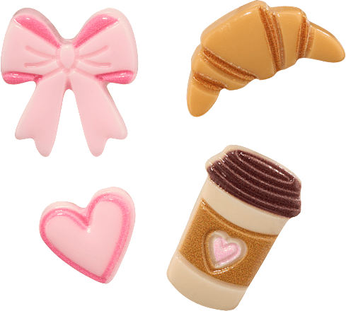 Handysticker Herz, Croissant, Kaffee & Schleife ebelin