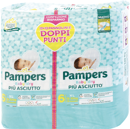 Pannolini Baby-dry taglia 6 XL Bipacco Pampers