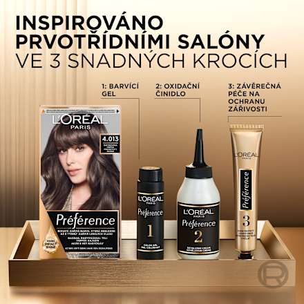 barva na vlasy 4.013 Rafinovaná hnědá L'ORÉAL PARiS PRÉFÉRENCE