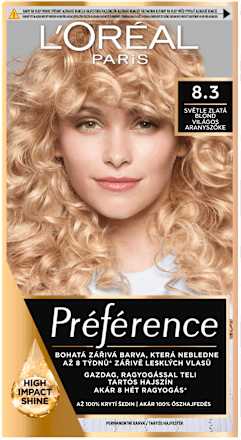 barva na vlasy 8.03 Světle zlatá blond L'ORÉAL PARiS PRÉFÉRENCE