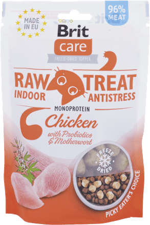 Pochúťka pre mačky care Raw Treat Indoor Antistress Brit
