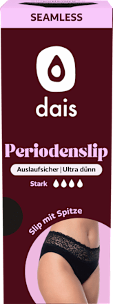 Periodenunterwäsche Slip mit Spitze Schwarz, Gr. S dais