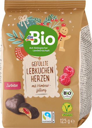 Lebkuchenherzen gefüllt Himbeere dmBio