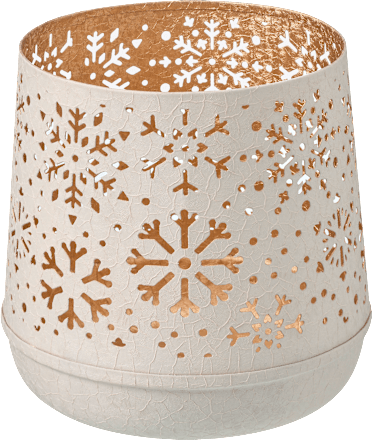 Metallwindlicht Schneeflocken, creme (16 cm) Dekorieren & Einrichten