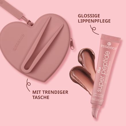 Lipgloss Set The Super Peptide Glossy Lip Treatment + Pouch 2tlg essence