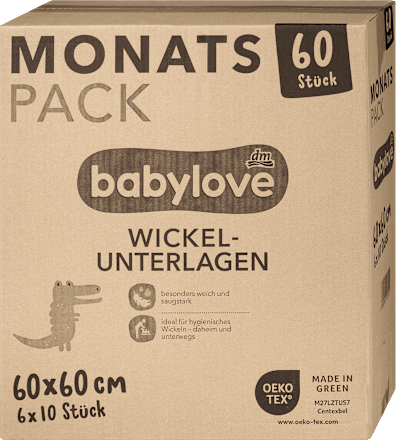 Wickelunterlage 60x 60 cm Monats Pack babylove