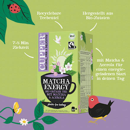 Grüner Tee,  Matcha Energy mit Matcha & Acerola (20 Beutel) Cupper