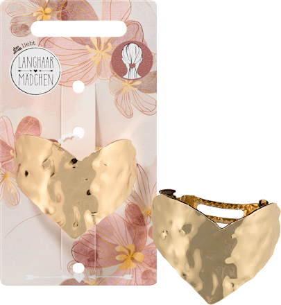 Patentspange Herz, Gold-Optik LANGHAARMÄDCHEN