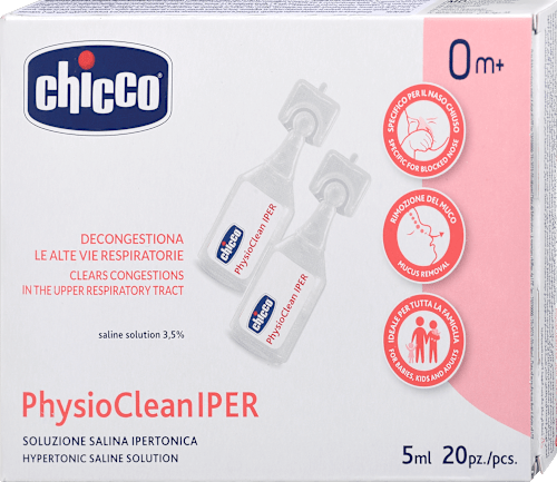Hipertonična fiziološka raztopina PhysioCleanIPER Chicco