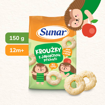 křupky Prstýnky s příchutí jablko Sunar