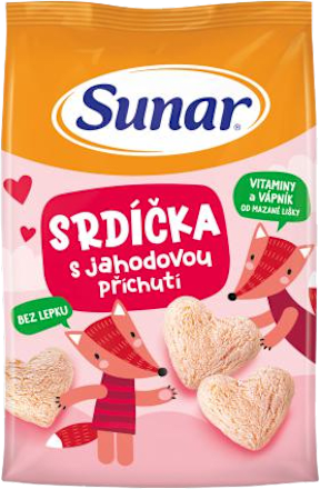 křupky Srdíčka s příchutí jahoda Sunar