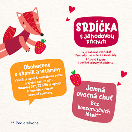 křupky Srdíčka s příchutí jahoda Sunar