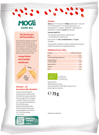 Kindersnack Pizza Stangen mit Tomate & Käse MOGLi