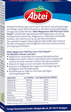 Magnesium 500 Plus Vital Depot Tabletten 42 St Abtei