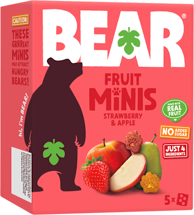 ovocné minis tlapičky s příchutí jahoda a jablko 5x20 g Bear