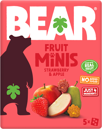 ovocné minis tlapičky s příchutí jahoda a jablko 5x20 g Bear