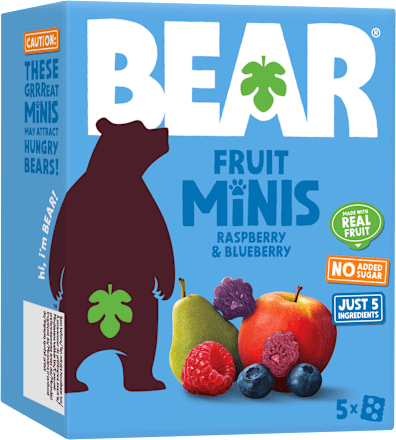 ovocné minis tlapičky s příchutí malina a borůvka 5x20 g Bear