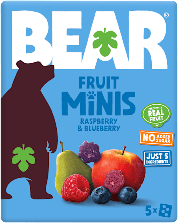 ovocné minis tlapičky s příchutí malina a borůvka 5x20 g Bear