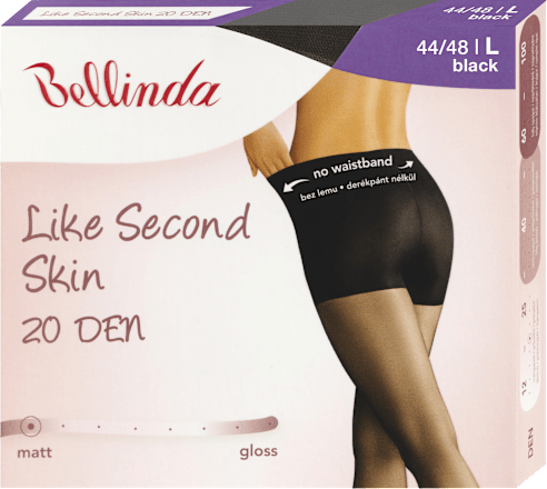 Hlačne nogavice Like Second Skin, 20 DEN, 44-48, črne Bellinda