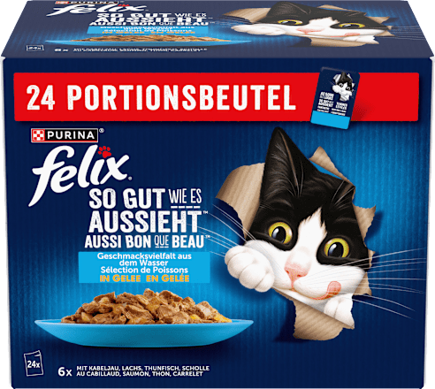 Nassfutter Katze So gut wie es aussieht Geschmacksvielfalt aus dem Wasser Felix