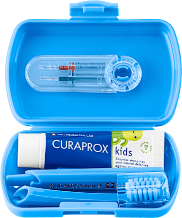 Детски комплект за устна хигиена 6-12 г., син цвят CURAPROX