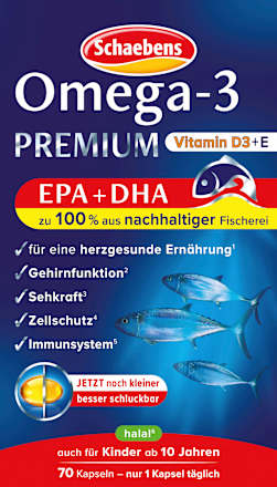 Omega-3 Premium Fischöl Kapseln 70 St Schaebens