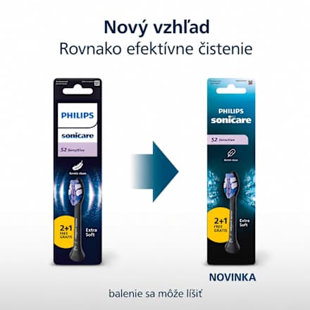 Náhradné hlavice Sonicare S2 Sensitive, Extra Soft, čierna Philips Sonicare