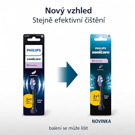náhradní hlavice S2 Sensitive HX6053/88 Extra Soft černé Philips Sonicare