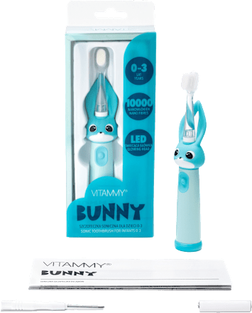 Szczoteczka soniczna BUNNY 0-3 lata, niebieska VITAMMY