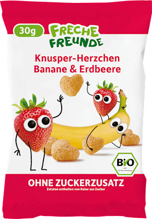 Kindersnack Knusper-Herzchen Banane & Erdbeere ab 1 Jahr Freche Freunde