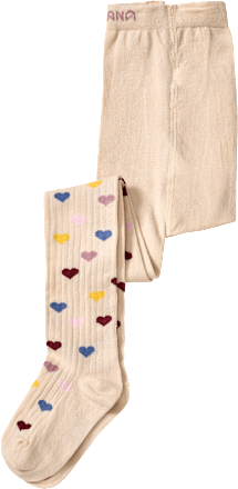 Strumpfhose mit Ripp-Struktur & Herz-Muster, beige, Gr. 98/104 ALANA