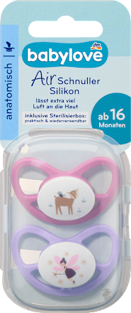 Schnuller Air Silikon anatomisch, rosa/lila,  Gr. 3, ab 16 Monaten babylove
